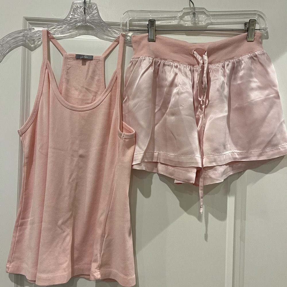 PJ Harlow Pink tank and Satin shorts set size Small